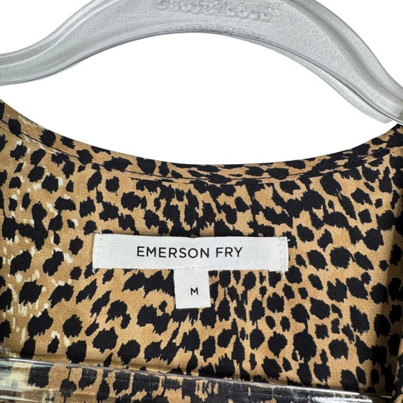 Emerson Fry May Dress Little Cheetah 100% Silk Midi Dress Long Sleeve Medium M - Picture 6 of 15